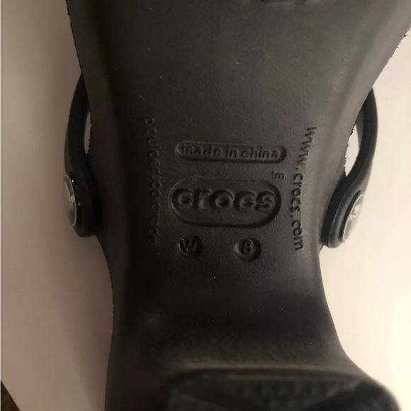 Crocs Cyprus Heel Strappy Platform Sandal Women's 8 Black Slip On Comfort Shoes - Picture 3 of 5